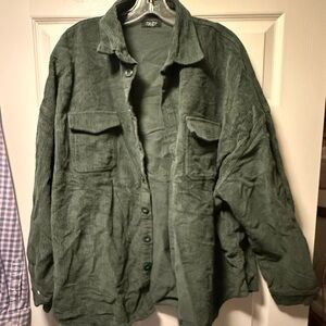 Crop Shop Boutique Olive Corduroy Shirt Jacket